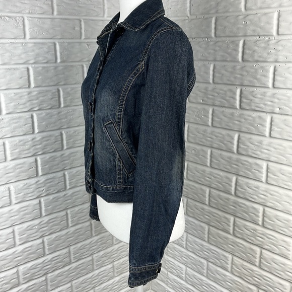 LIZ CLAIBORNE DENIM JEAN SCALLOPED JACKET SIZE SMALL - Picture 5 of 12